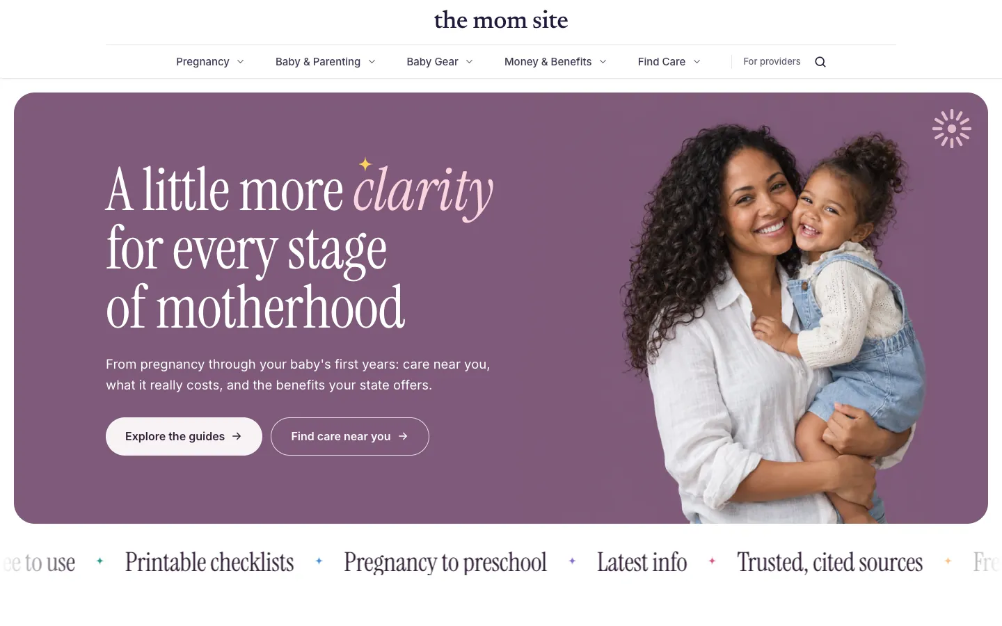 Screenshot of The Mom Site website homepage